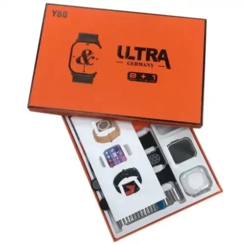 Original Y80 Ultra smart watch with 1 cover and 8 Starps - Image 2